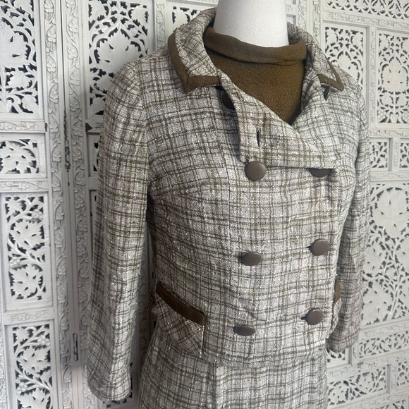 Vintage Handmade Plaid Career Business Dress & Blazer Set Sz Small - Picture 2 of 10